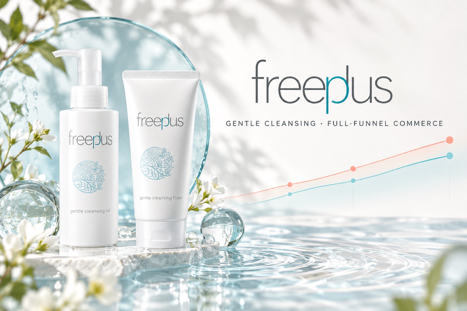 freeplus gentle cleansing products with an illustrative line chart